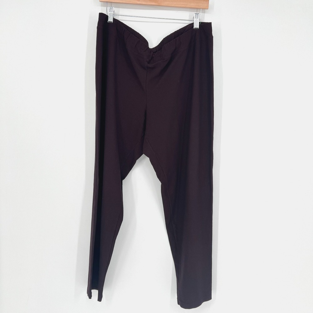 Eileen Fisher Washable Stretch Crepe Straight Leg Pant Womens 1X Maroon